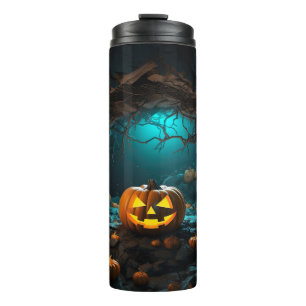 Glowing Pumpkin Halloween Thermal Tumbler