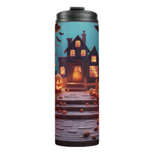 Glowing Pumpkin Halloween Thermal Tumbler