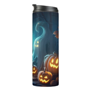 Glowing Pumpkin Halloween Thermal Tumbler