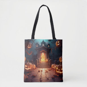 Glowing Pumpkin Halloween Tote Bag
