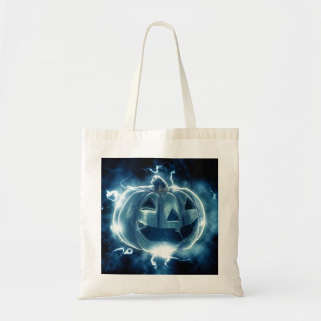 Glowing Pumpkin Halloween Trick Or Treat Tote Bag (Front)