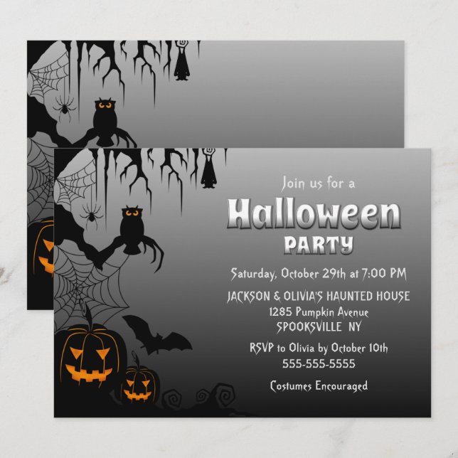 Glowing Pumpkins Halloween Party Invitation (Front/Back)