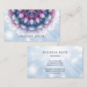 Glowing Purple Blue Mandala Business Card