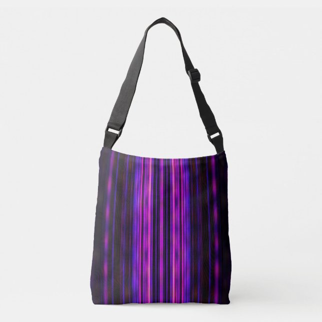 Glowing purple blurred stripes crossbody bag (Front)