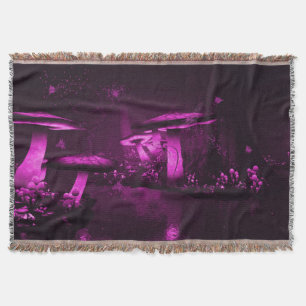 Glowing Purple Mushrooms Throw Blanket