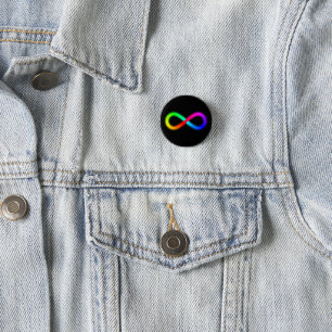 Glowing Rainbow Autism Awareness Infinity Loop 3 Cm Round Badge