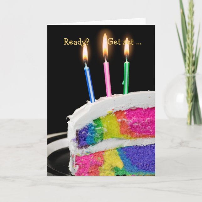 Glowing Rainbow Birthday Cake Card (Front)