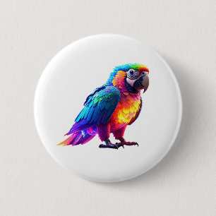 Glowing Rainbow Parrot 6 Cm Round Badge