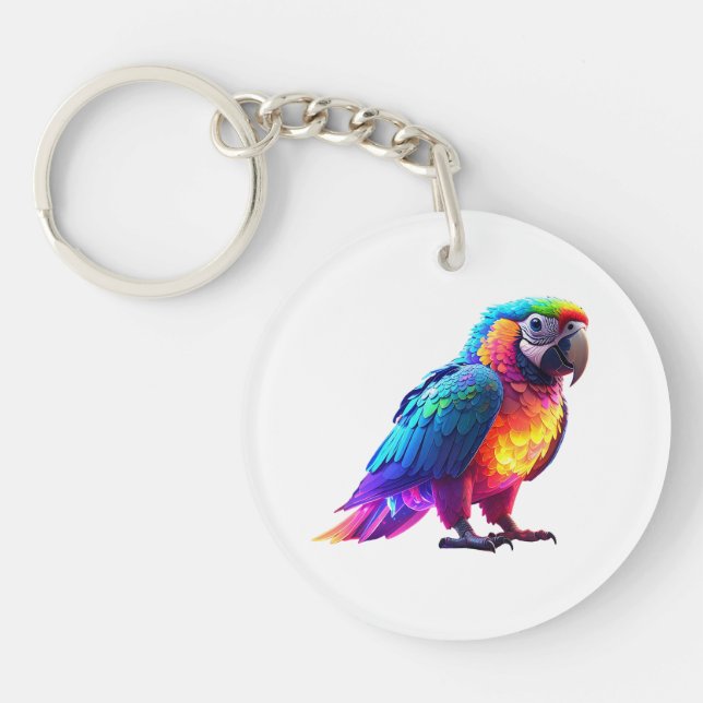 Glowing Rainbow Parrot Key Ring (Front)