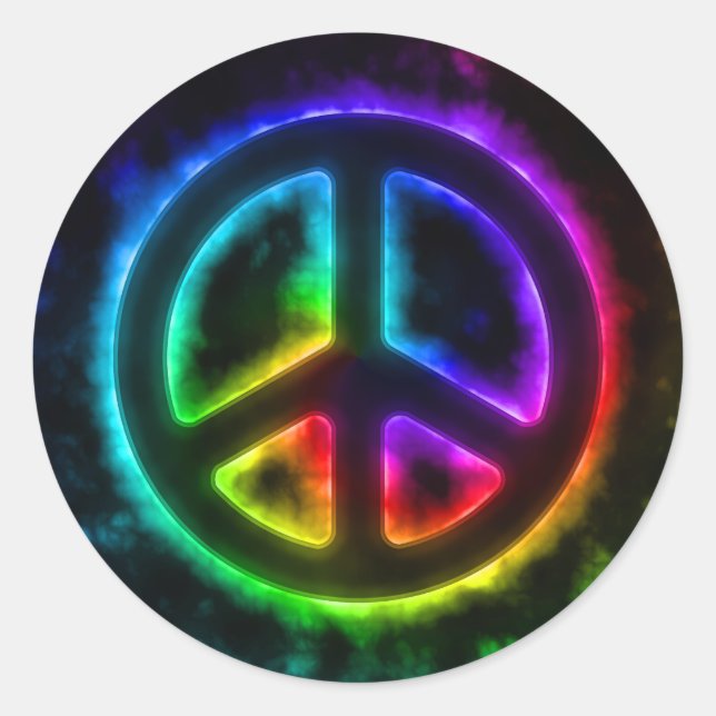 Glowing Rainbow Peace Sign Sticker (Front)