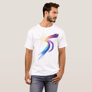 Glowing Rainbow Shooting Star Comet Trail Art Prin T-Shirt