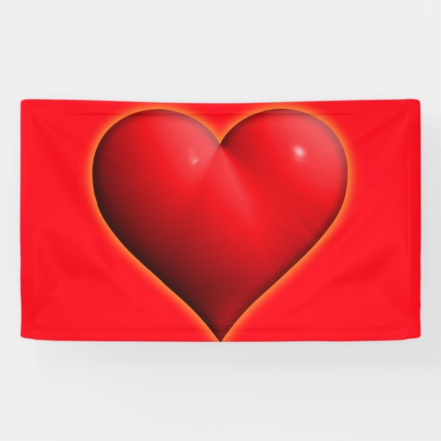 Glowing Red 3-D Heart Banner (Horizontal)