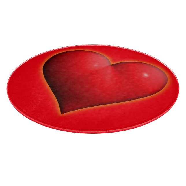 Glowing  Red 3-D Heart Cutting Board (Corner)