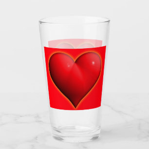 Glowing Red 3-D Heart Glass