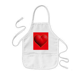 Glowing Red 3-D Heart Kids Apron