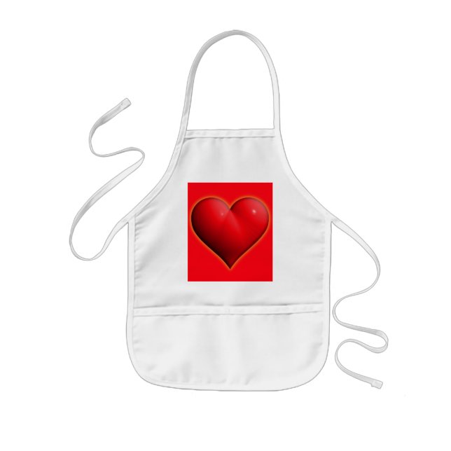 Glowing Red 3-D Heart Kids Apron (Front)