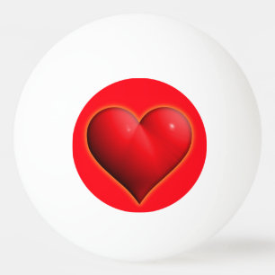 Glowing Red 3-D Heart Ping Pong Ball