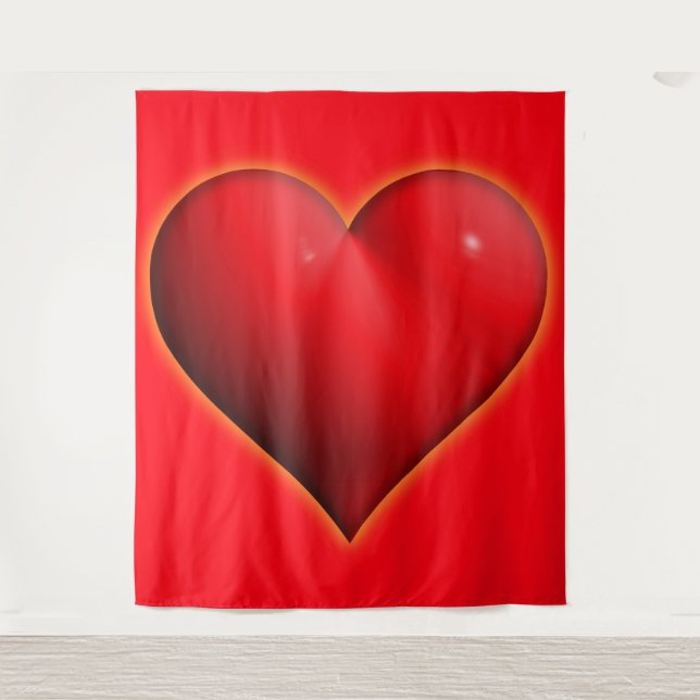 Glowing Red 3-D Heart Tapestry (Front)