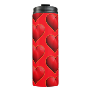 Glowing Red 3-D Heart Thermal Tumbler