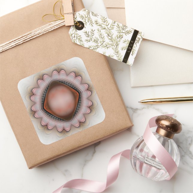 Glowing red crystal ornament square sticker (Gifting)