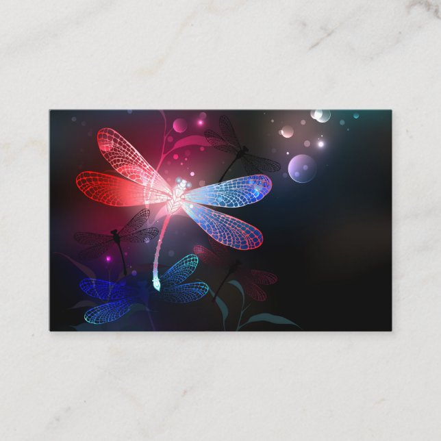 Glowing red dragonfly appointment card (Front)