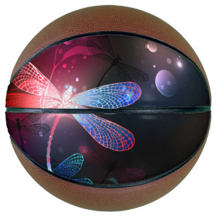 Glowing red dragonfly basketball