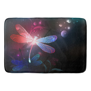 Glowing red dragonfly bath mat