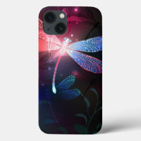 Glowing red dragonfly