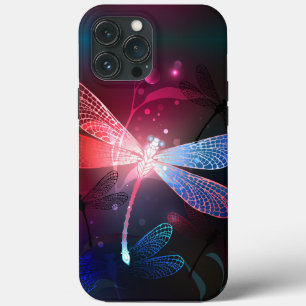Glowing red dragonfly iPhone 13 pro max case
