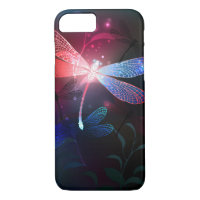 Glowing red dragonfly