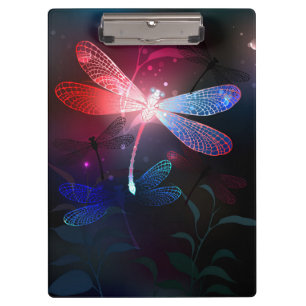 Glowing red dragonfly clipboard