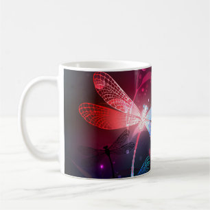 Glowing red dragonfly coffee mug
