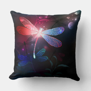 Glowing red dragonfly cushion