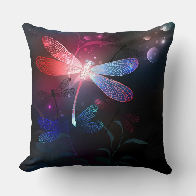 Glowing red dragonfly cushion (Front)
