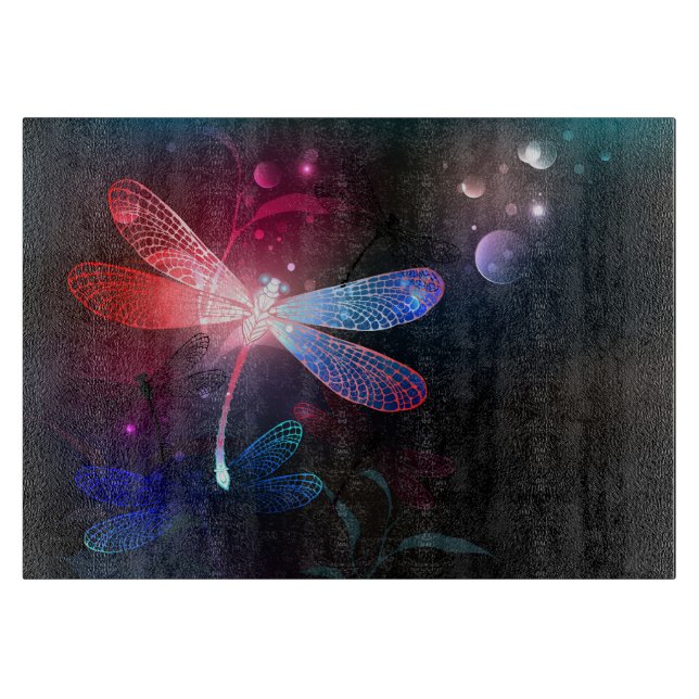 Glowing red dragonfly cutting board (Front)