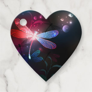 Glowing red dragonfly favour tags