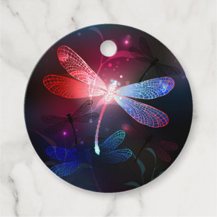 Glowing red dragonfly favour tags