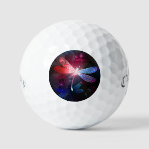 Glowing red dragonfly golf balls