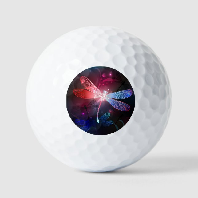 Glowing red dragonfly golf balls (Front)