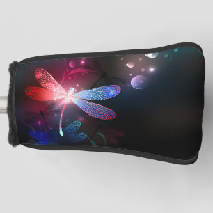 Glowing red dragonfly golf head cover
