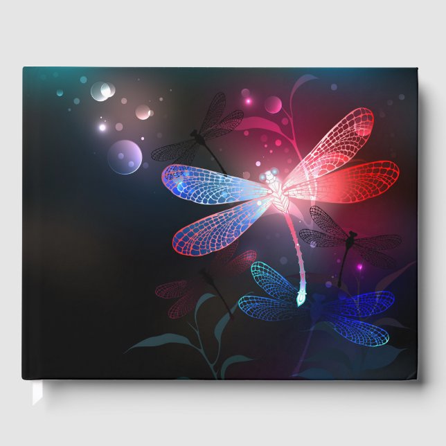 Glowing red dragonfly guest book (Front)