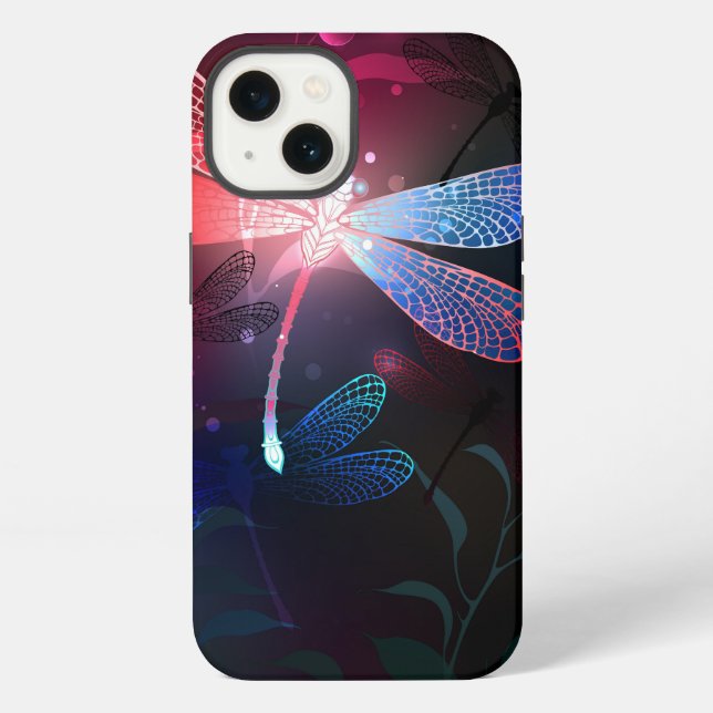 Glowing red dragonfly iPhone case (Back)