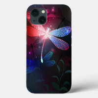 Glowing red dragonfly