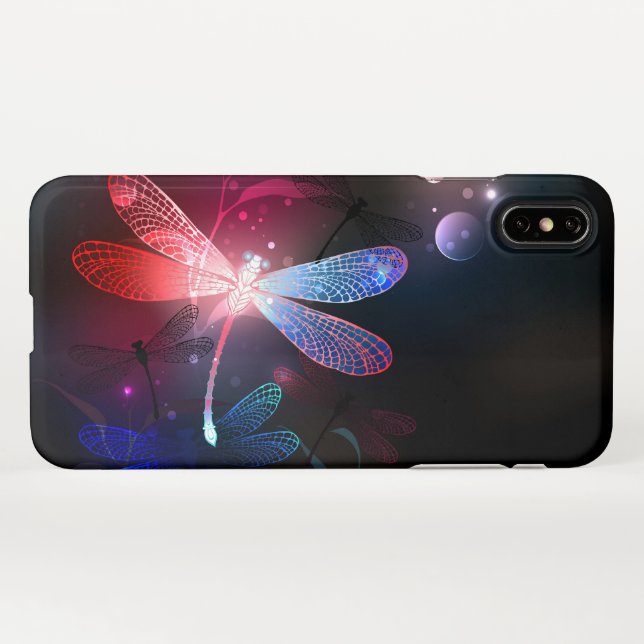 Glowing red dragonfly iPhone case (Back Horizontal)