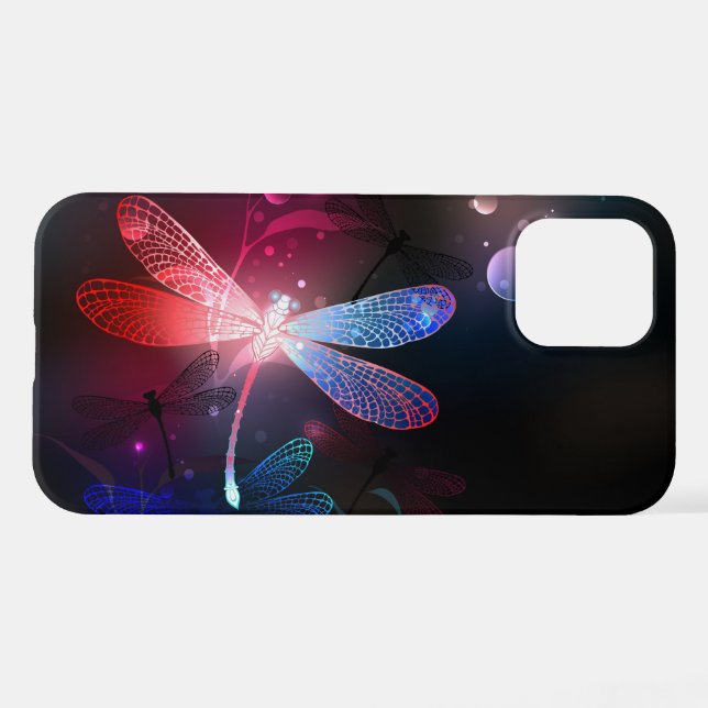Glowing red dragonfly iPhone case (Back Horizontal)