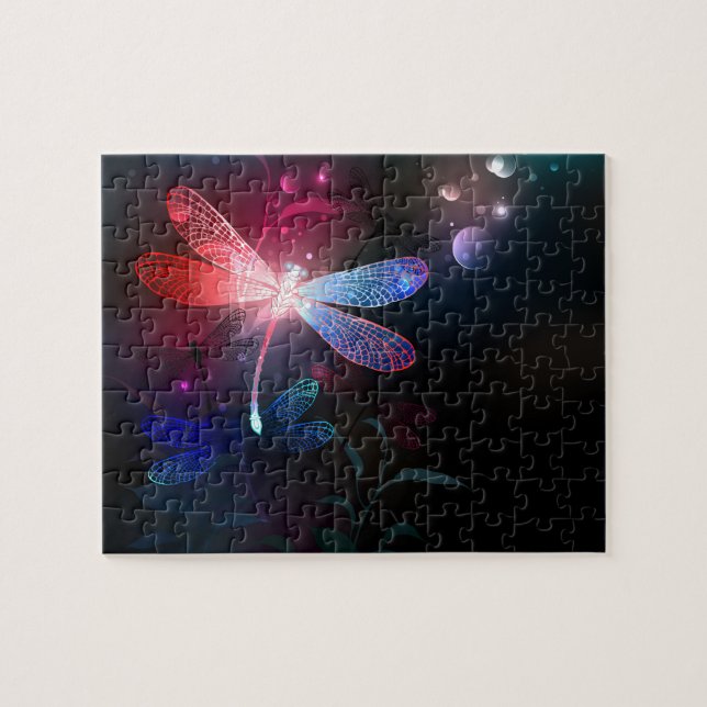 Glowing red dragonfly jigsaw puzzle (Horizontal)