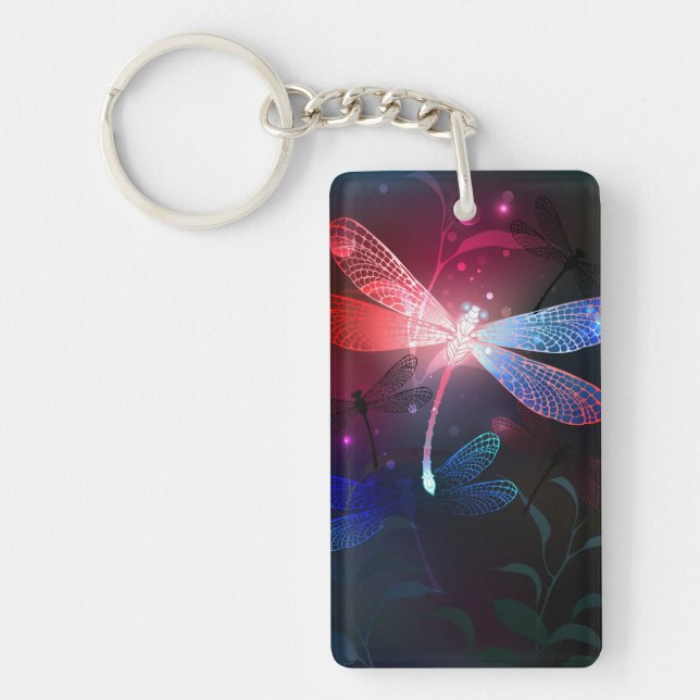 Glowing red dragonfly key ring (Front)
