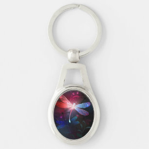 Glowing red dragonfly key ring