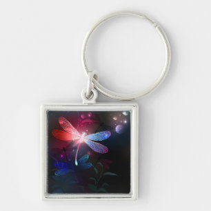 Glowing red dragonfly key ring