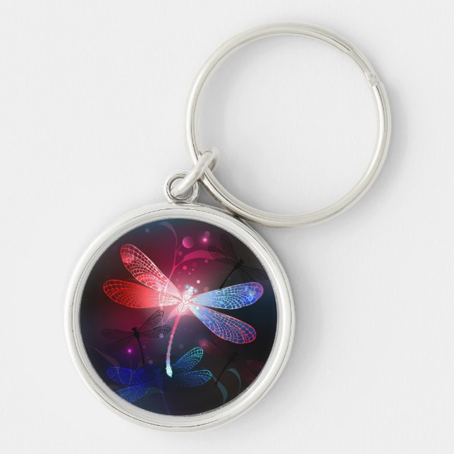 Glowing red dragonfly key ring (Front)
